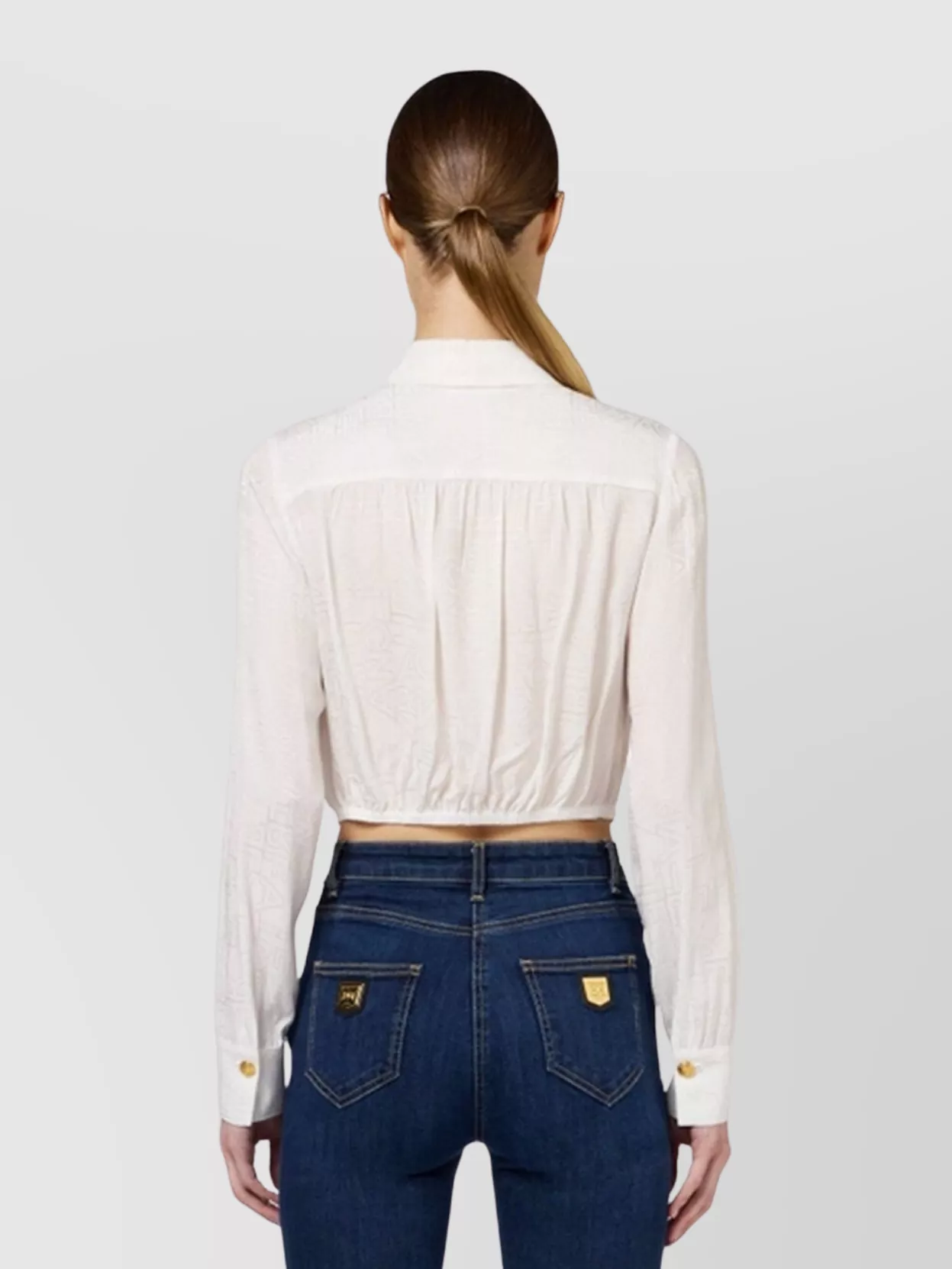 Elisabetta Franchi Bow Detail Long Sleeves Chest Pockets Tops
