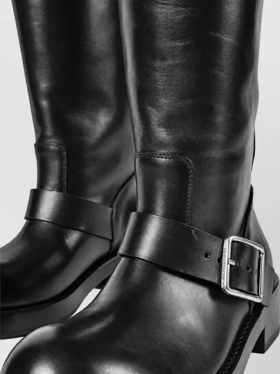 Ann Demeulemeester Leather High Boots With Buckles