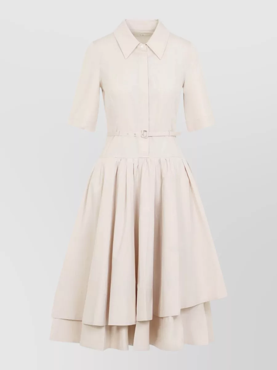 Co Cotton Belted Short-Sleeve Midi Dress
