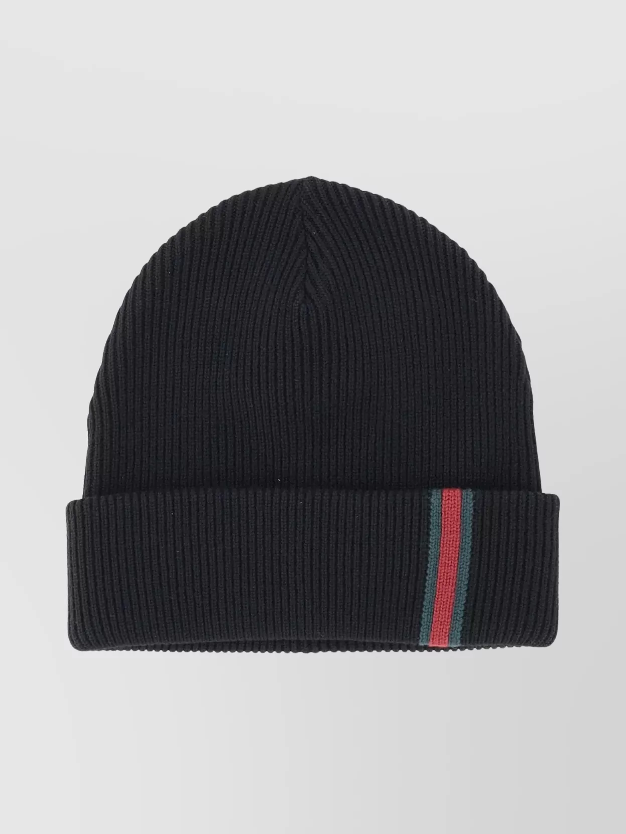 Gucci Ribbed Wool Beanie Featuring Stripe Web Detail