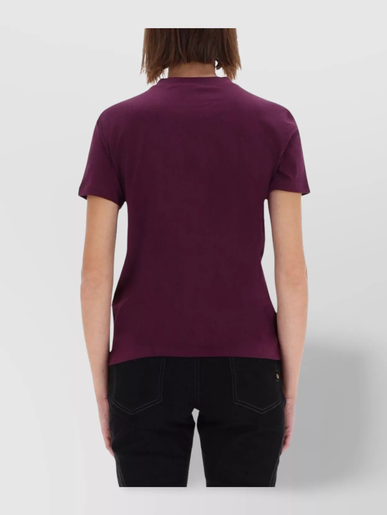 Versace Jeans Couture Straight Hem Crew Neck Short Sleeve Top