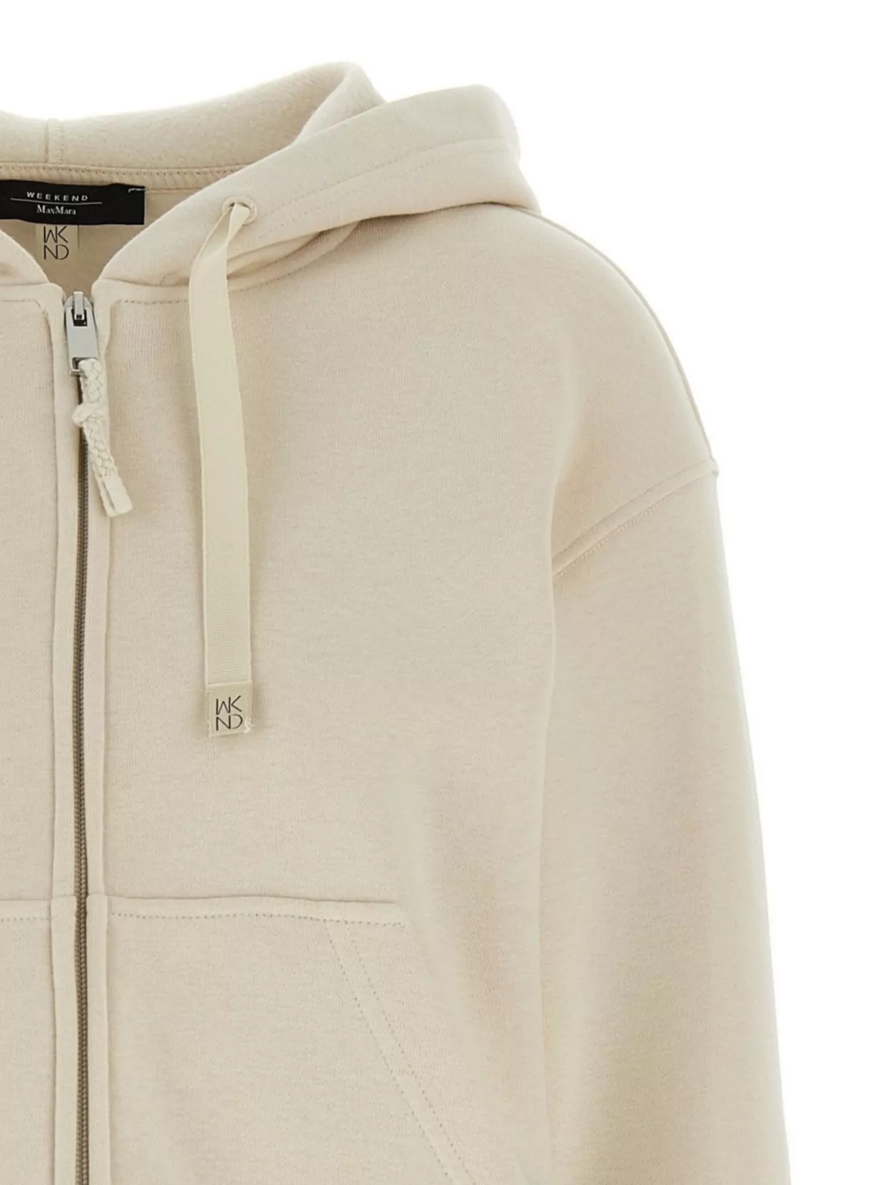 Weekend Max Mara Hooded Sweatshirt With Front Pockets And Ribbed Cuffs In Neutral