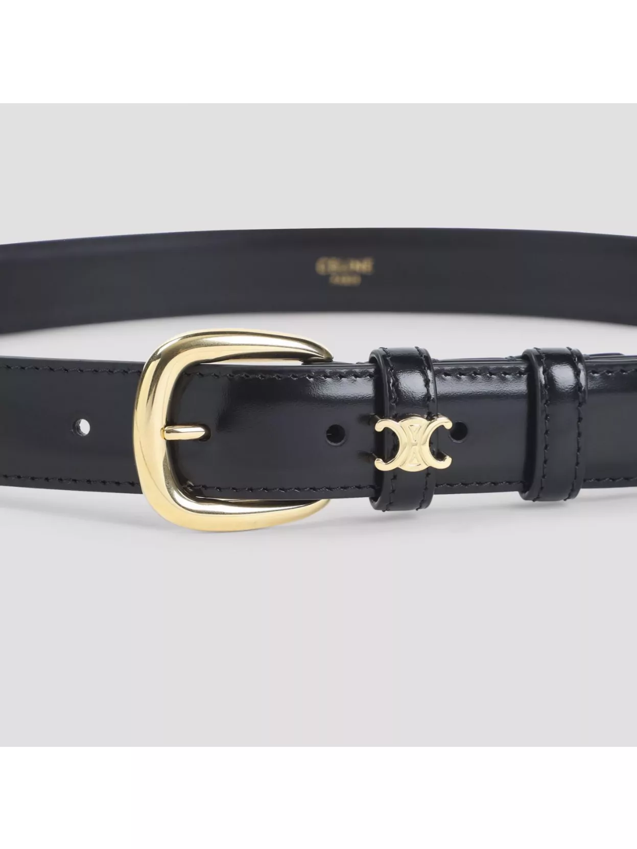 Celine Adjustable 25mm Belt Gold-tone Buckle In Black