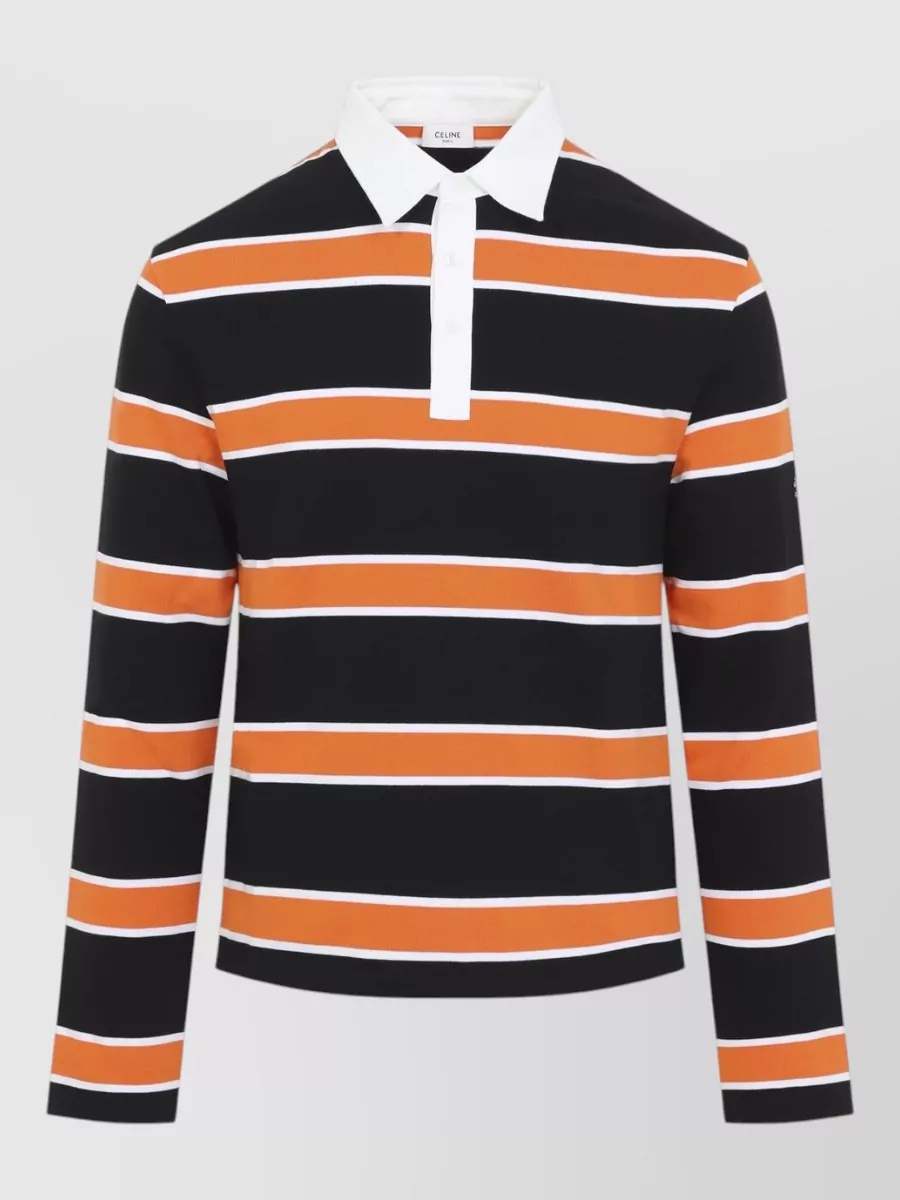 Celine Striped Cotton Polo Shirt