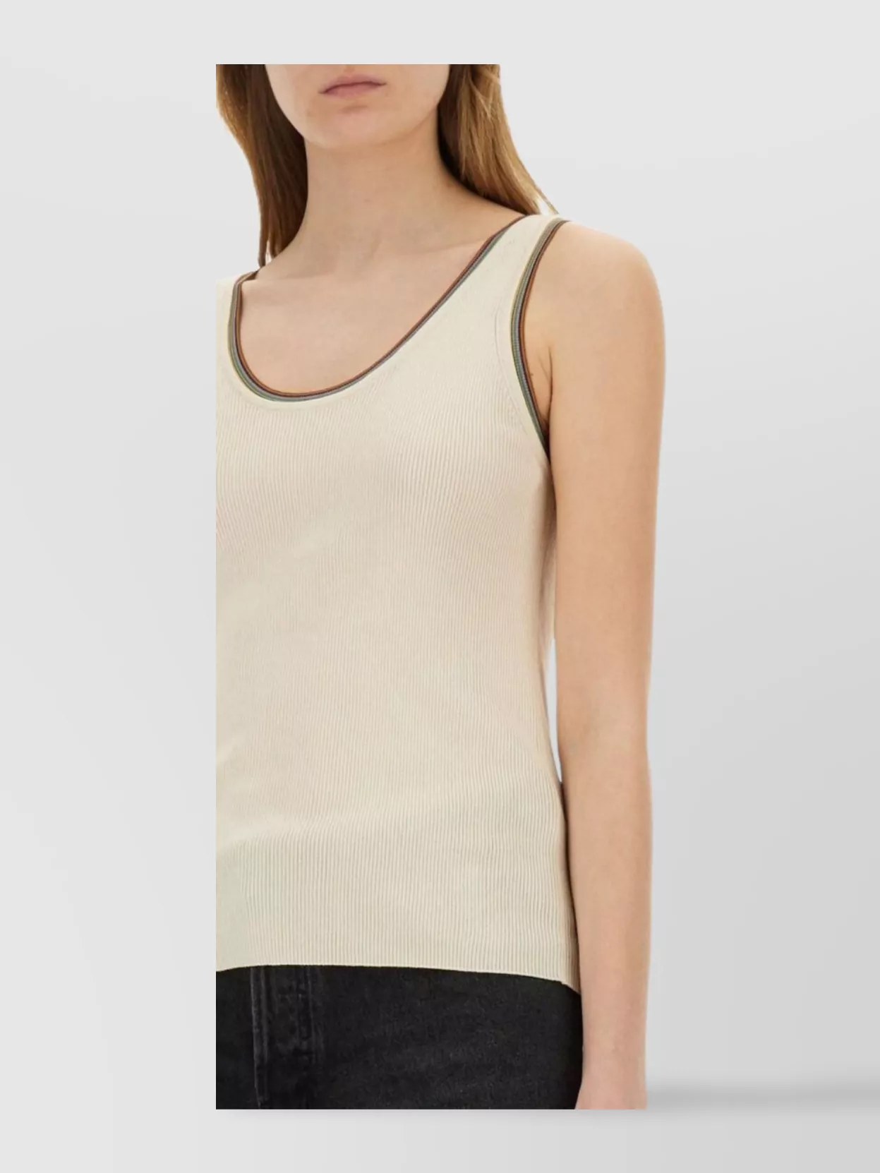 Paul Smith Ribbed Cotton Tank Top With Contrast Trim