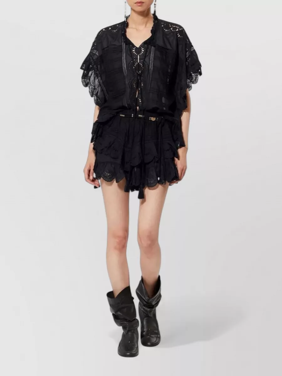 Isabel Marant Etoile Cotton Floral-Lace Asymmetric Blouse