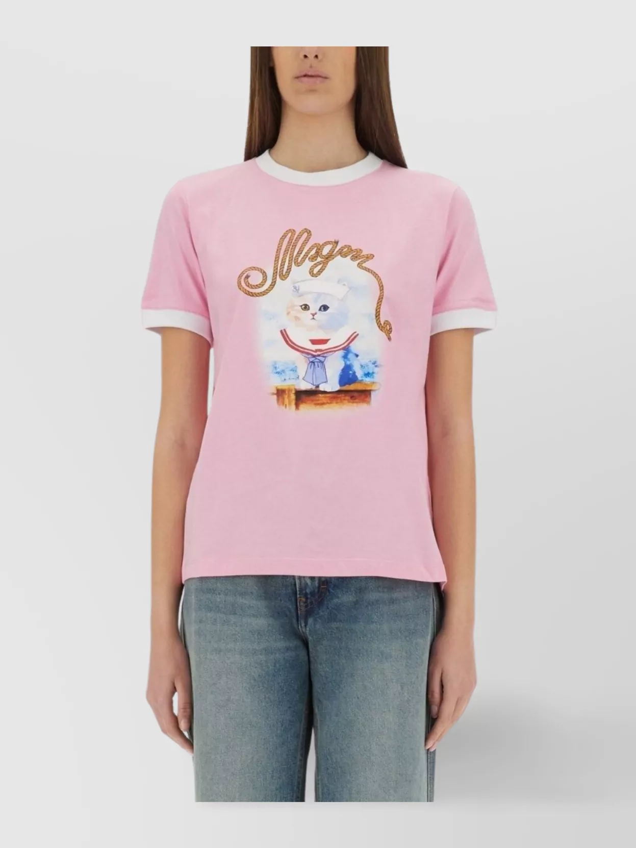 Msgm "Sailor Kitten" Print T-Shirt