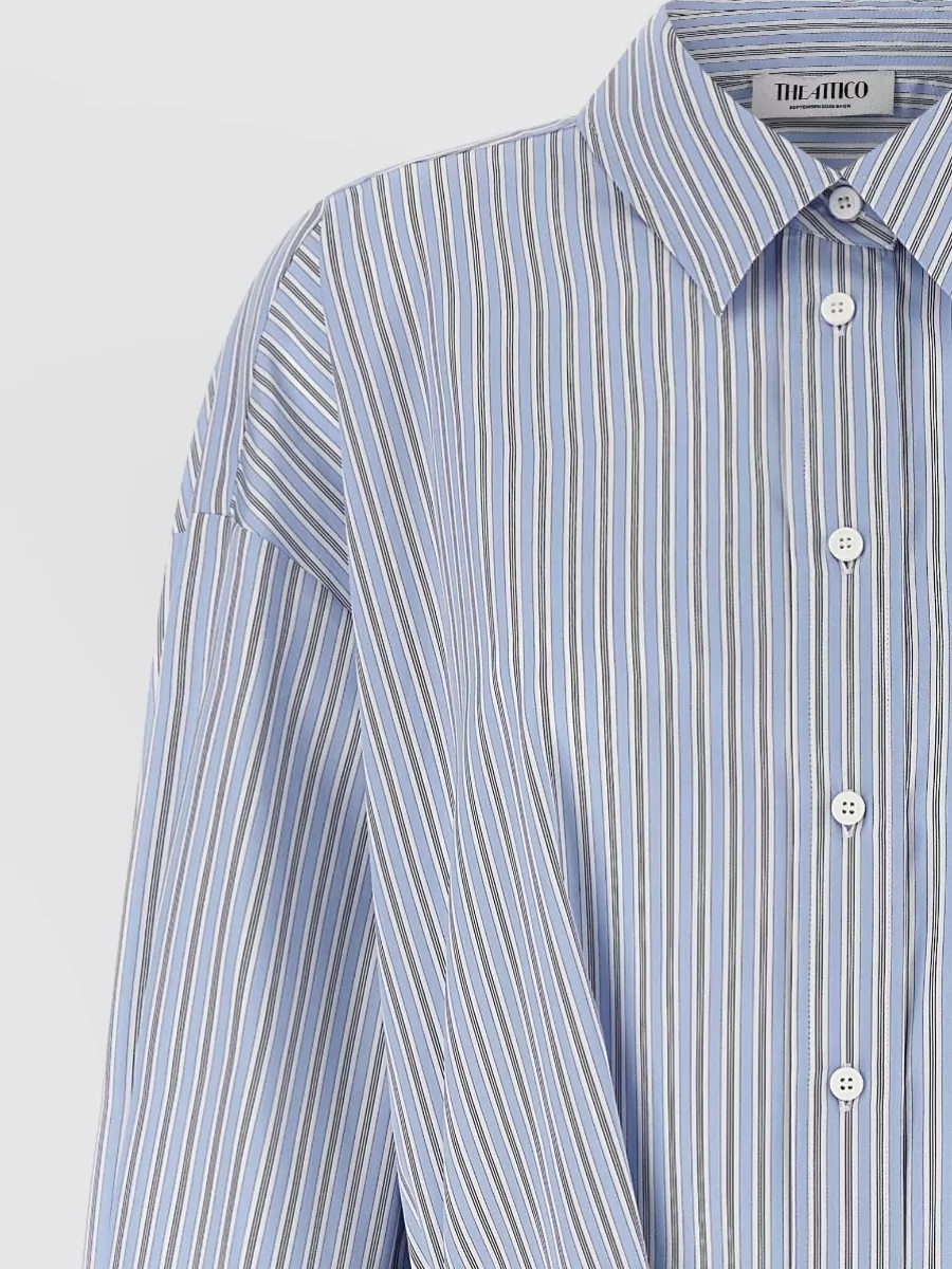 The Attico Striped Cotton Long-Sleeve Shirt Bodysuit