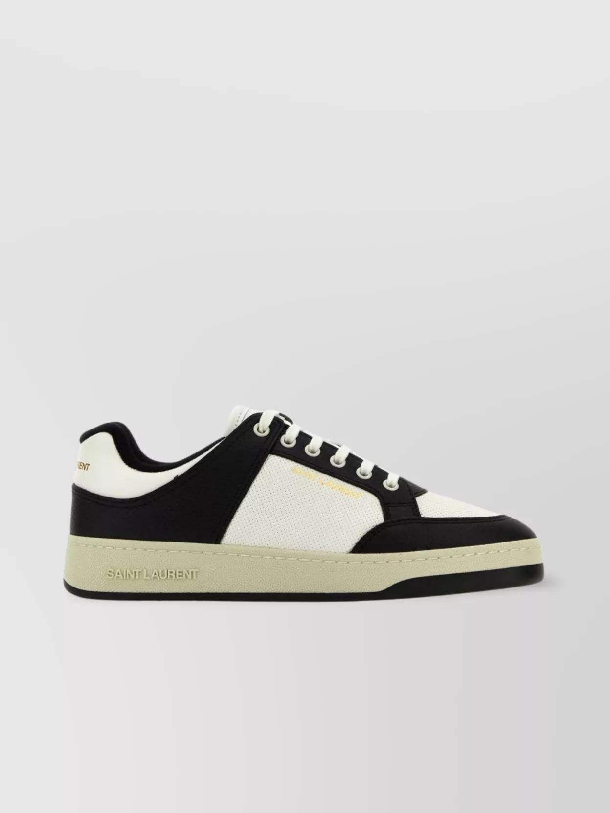 Shop Saint Laurent Two-tone Leather Sneakers In Black