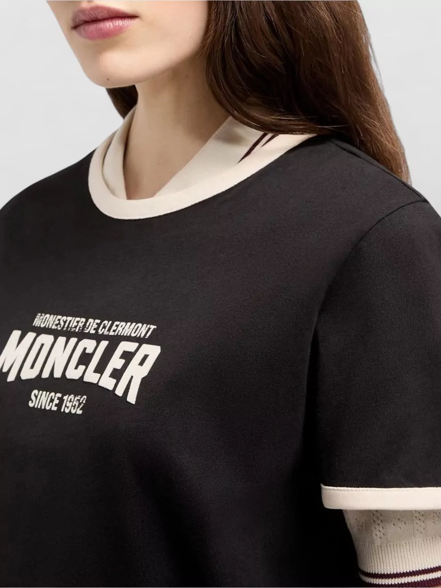 Moncler Cotton Ribbed Logo-Print Short-Sleeve T-Shirt