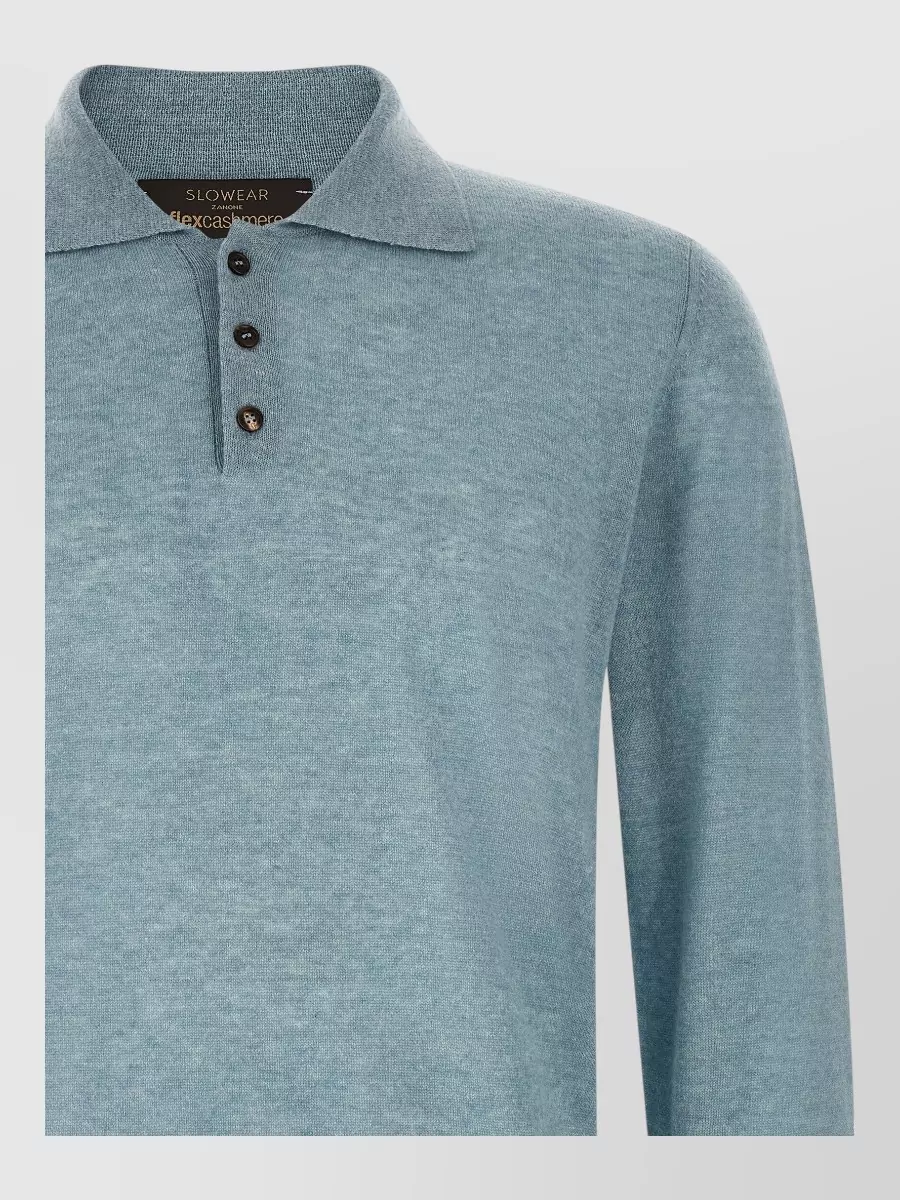 Zanone Cashmere Fine-Knit Long-Sleeve Polo Shirt