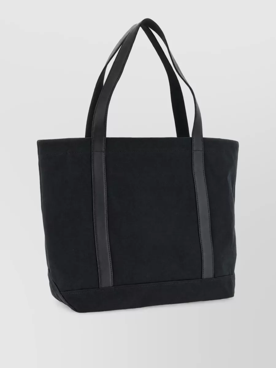 Maison Kitsuné canvas leather panel tote bag