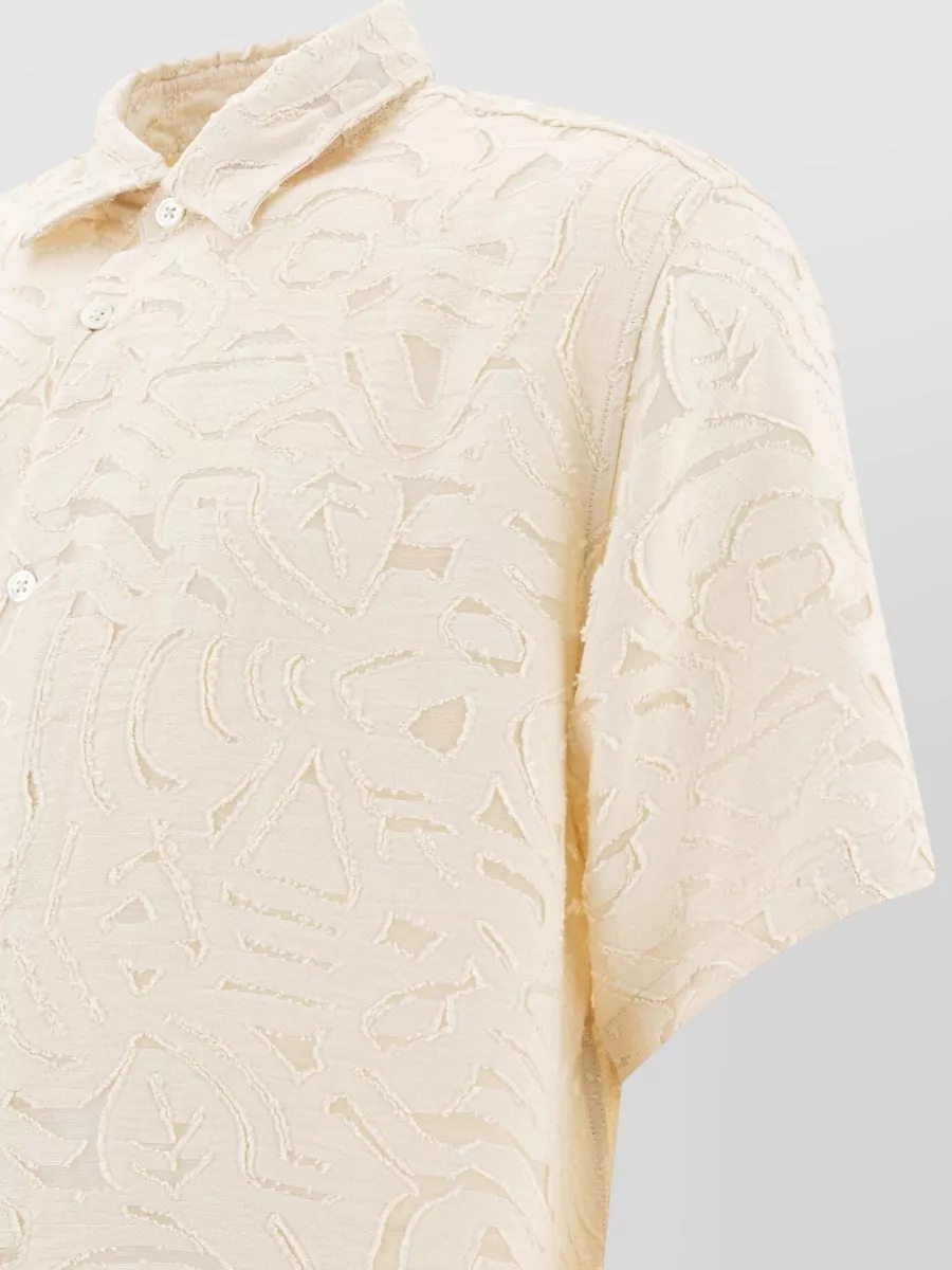 Nn07 Freddy Shirt Tailored Collar Short Sleeves Texture In Neutral