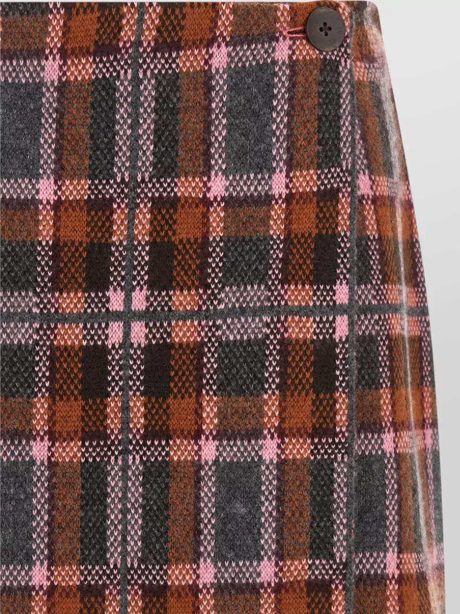 Guest In Residence Wool Cashmere Tartan Wrap Mini Skirt