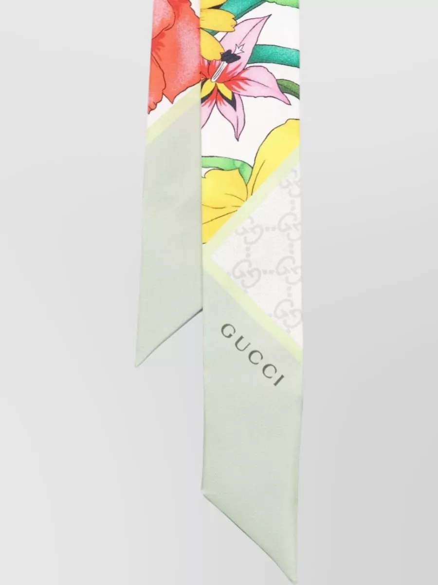 Gucci Silk Foulard Floral Print Rectangular Shape