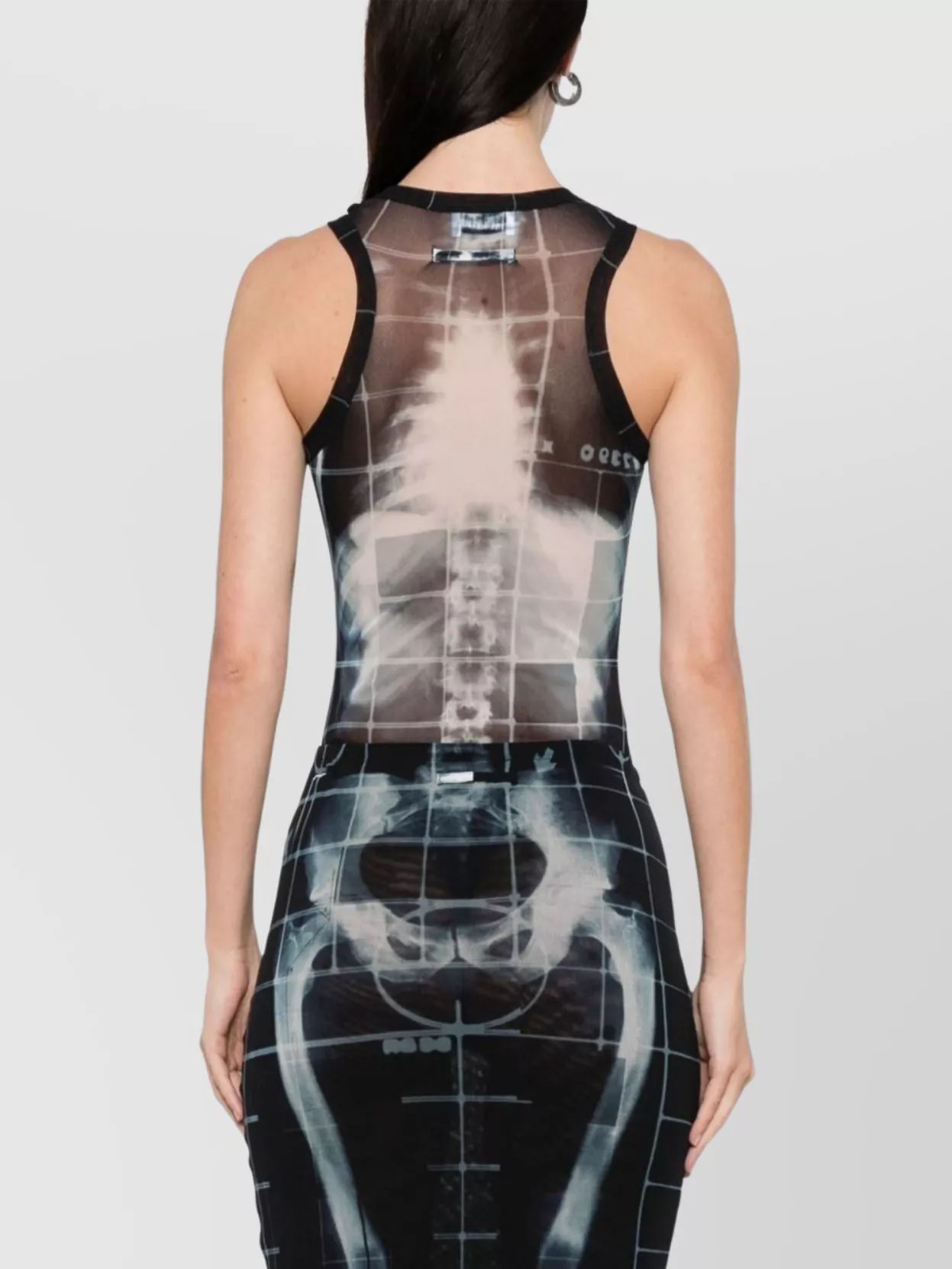 Shop Jean Paul Gaultier Sheer X-ray Print Sleeveless Bodysuit In White