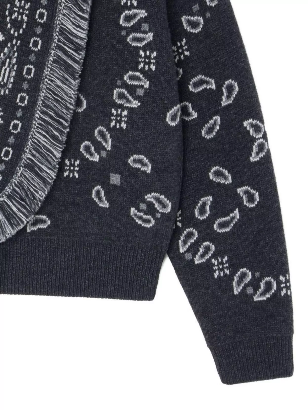 Alanui Wool And Cashmere Fringed Cardigan Bomber In Black