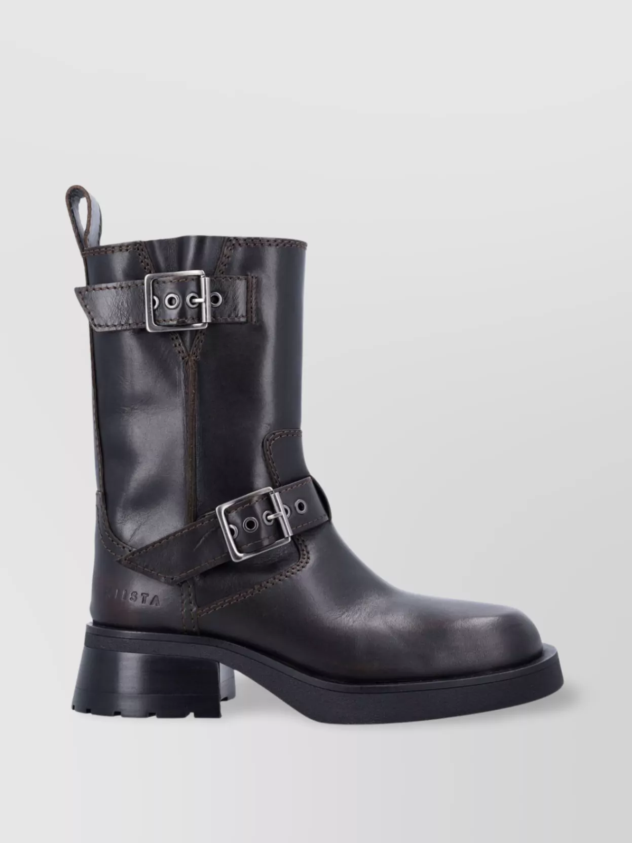 Miista Renate Chunky Heel Buckle Detail Boots