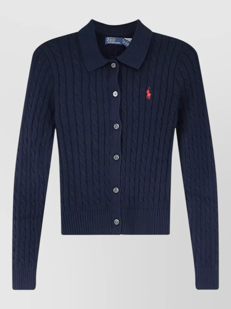 Polo Ralph Lauren braided-knit slim-fit cotton cardigan