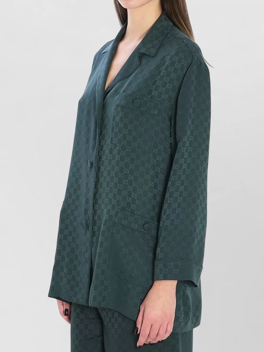 Gucci Silk Shirt With Notched Collar And Pockets