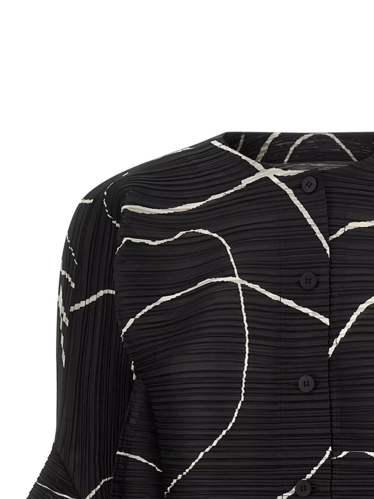 Pleats Please Issey Miyake Abstract Pattern Cropped Cardigan With Flared Sleeves