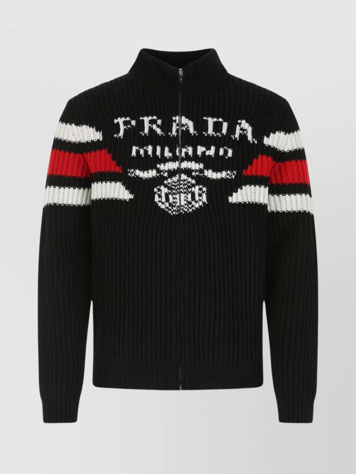Shop Prada Textured Striped Cashmere Cardigan