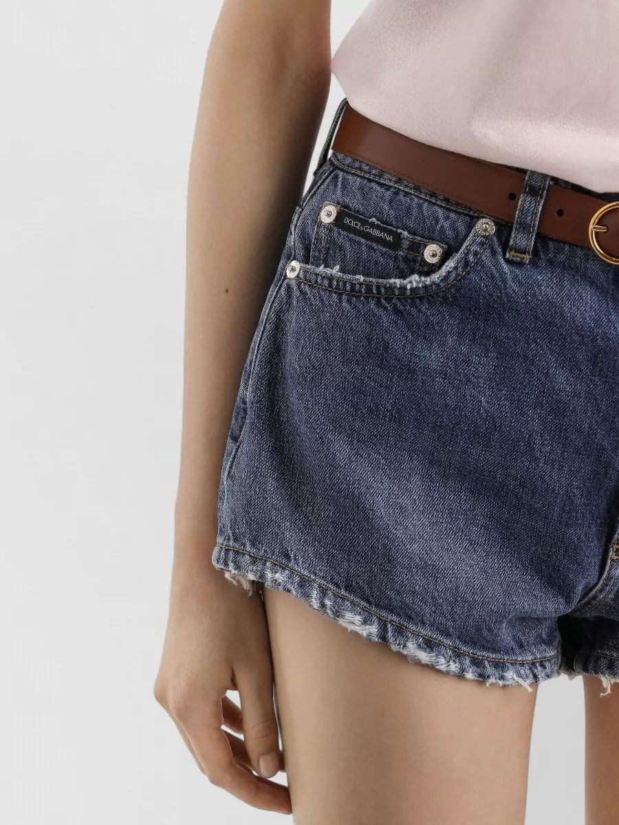 Dolce&Gabbana Denim Shorts Frayed Hem Belt Loops