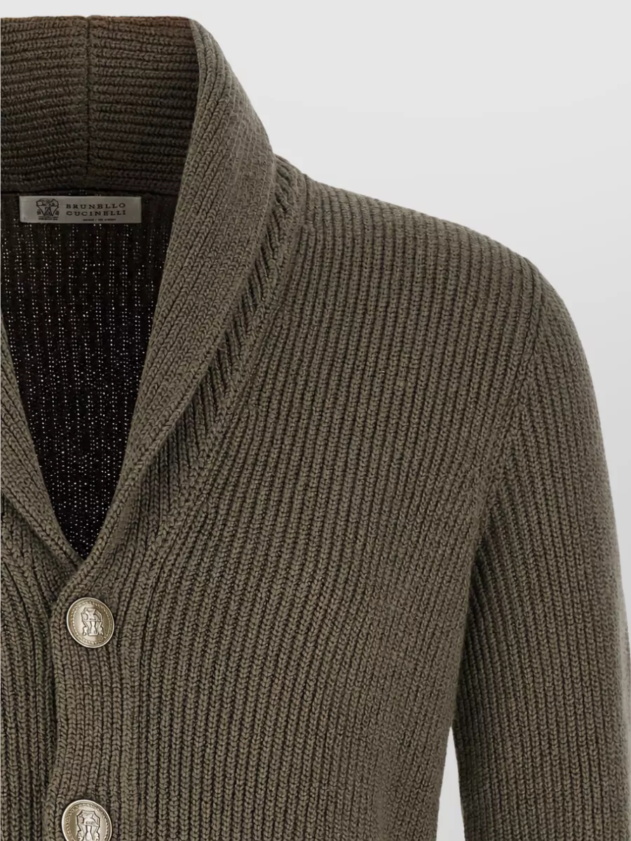 Brunello Cucinelli Ribbed shawl collar cotton cardigan
