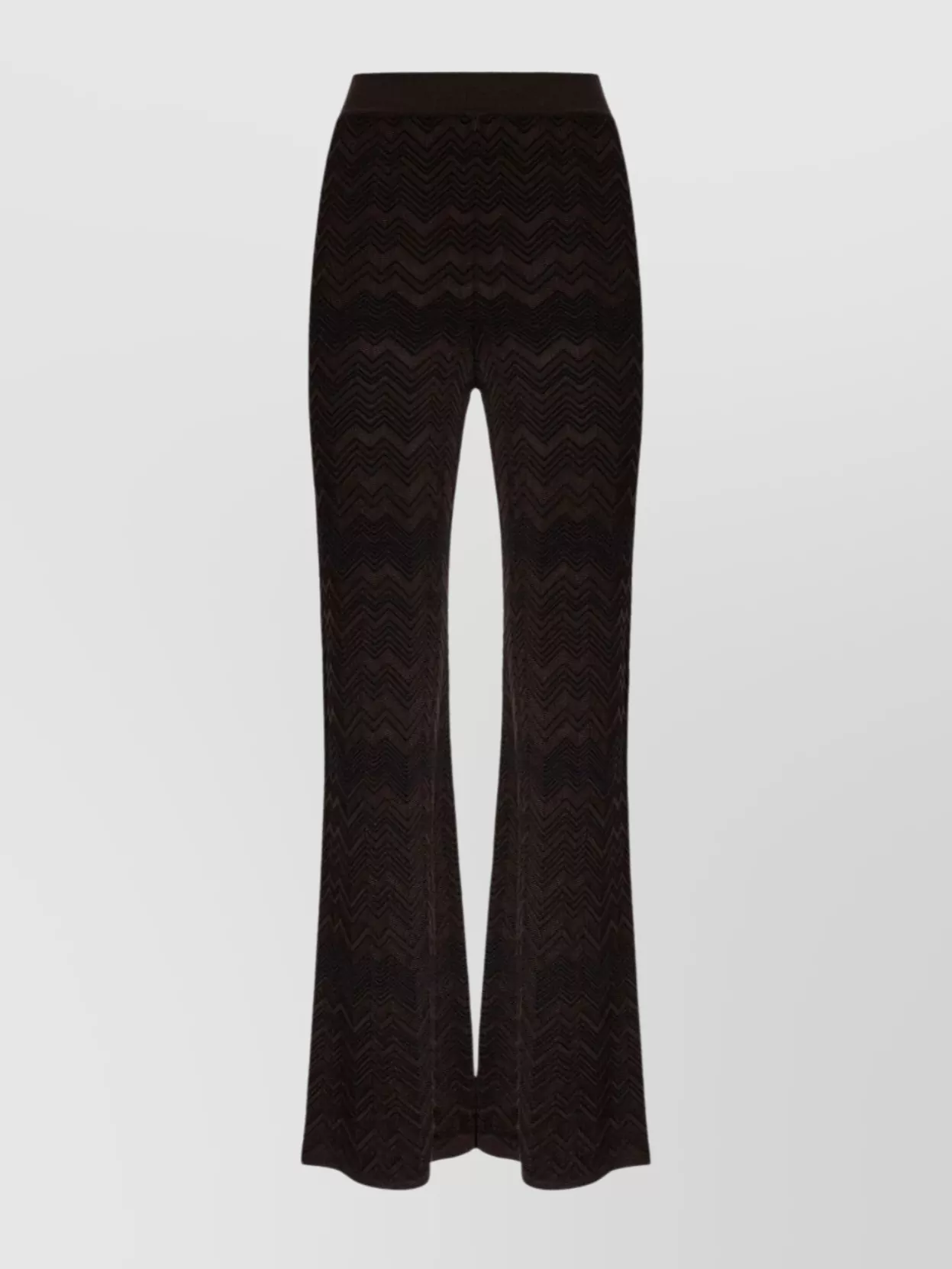 Missoni Chevron Pattern Flared Trousers With Elastic Waistband In Brown