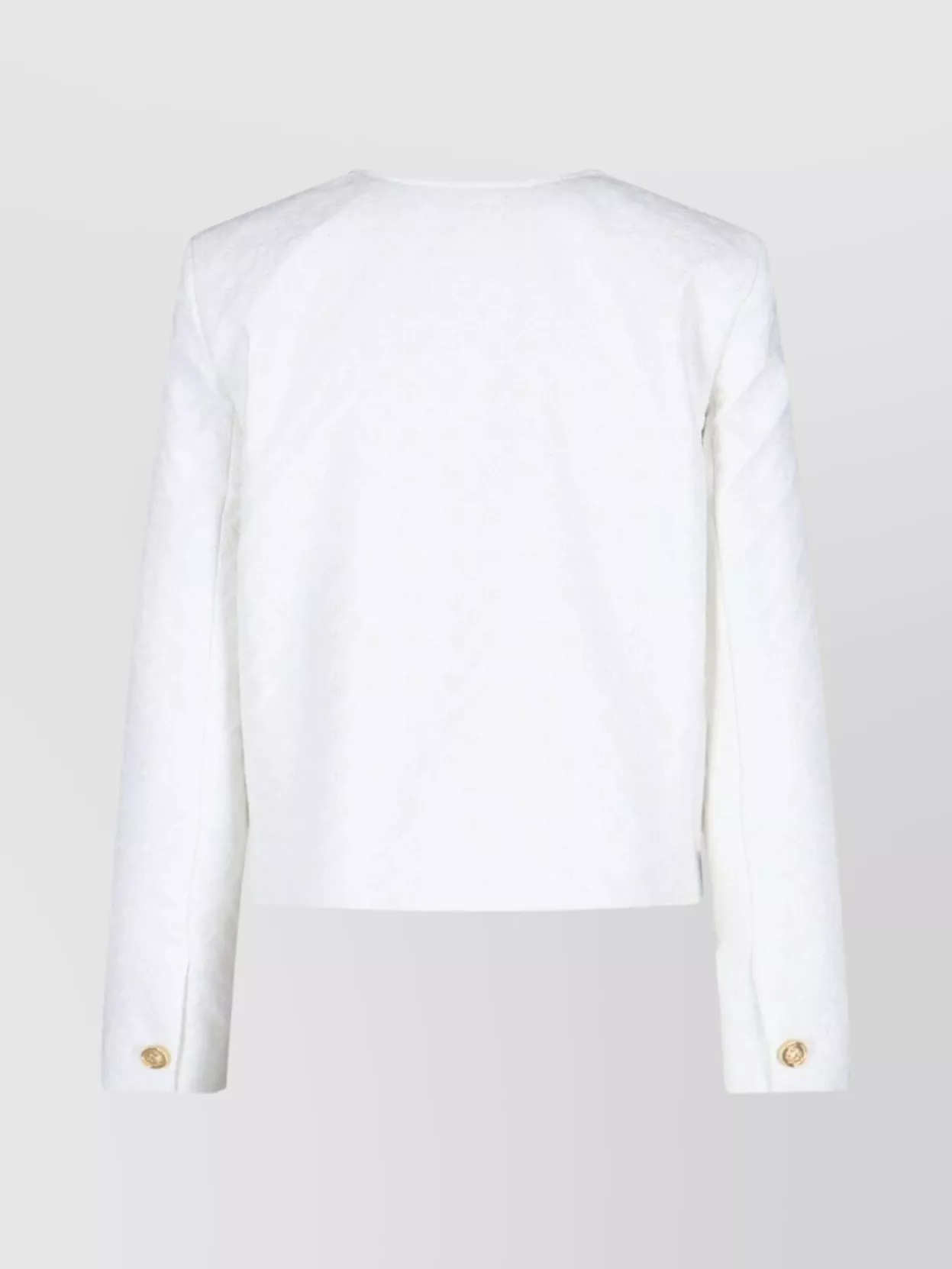 Celine Textured Fabric Jacket With Front Pockets And Gold Buttons