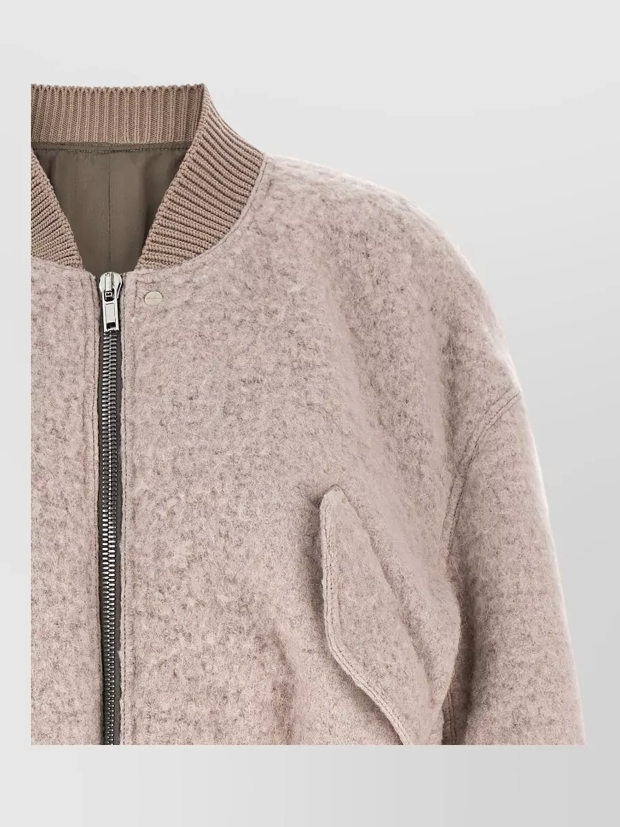 Rick Owens Wool Bouclé Cropped Bomber Jacket