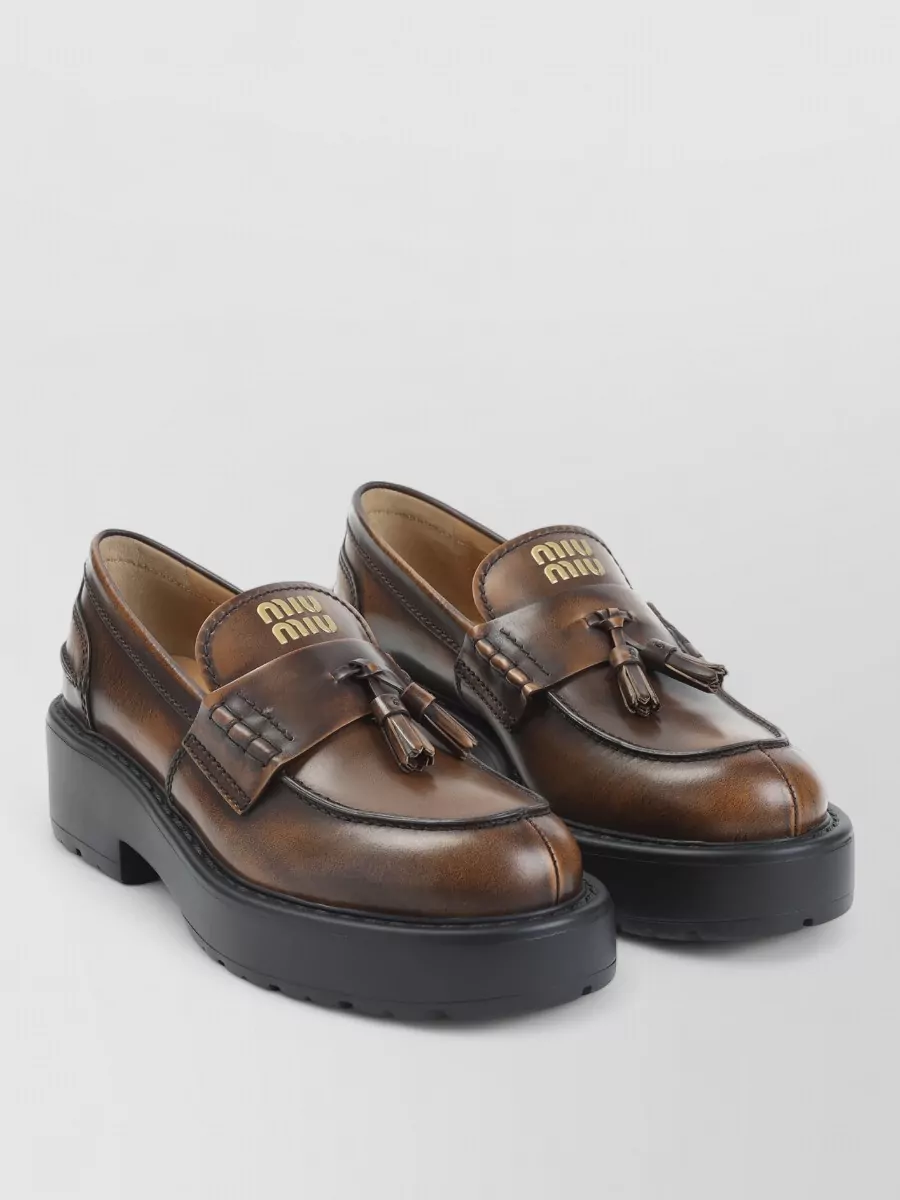Miu Miu leather tassel platform loafers