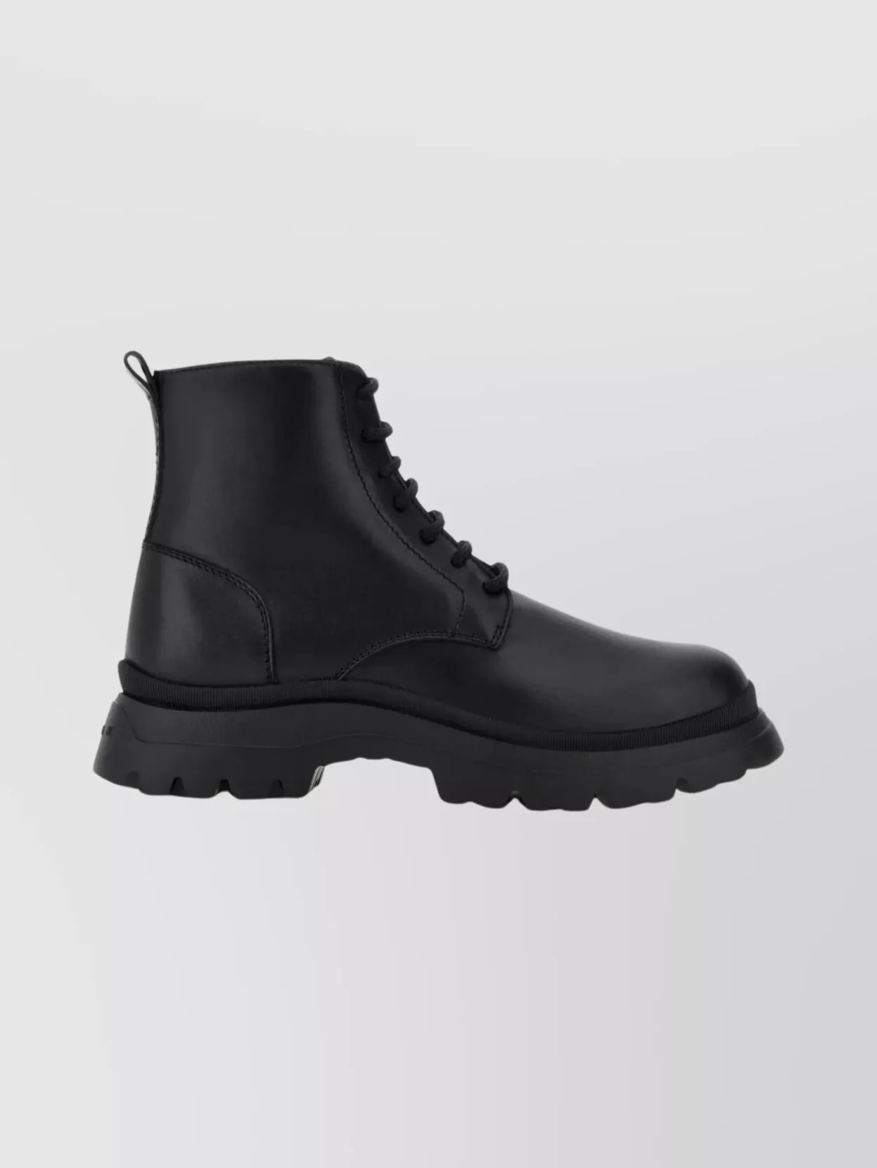 Hogan Lace-Up Leather Ankle Boots Zip