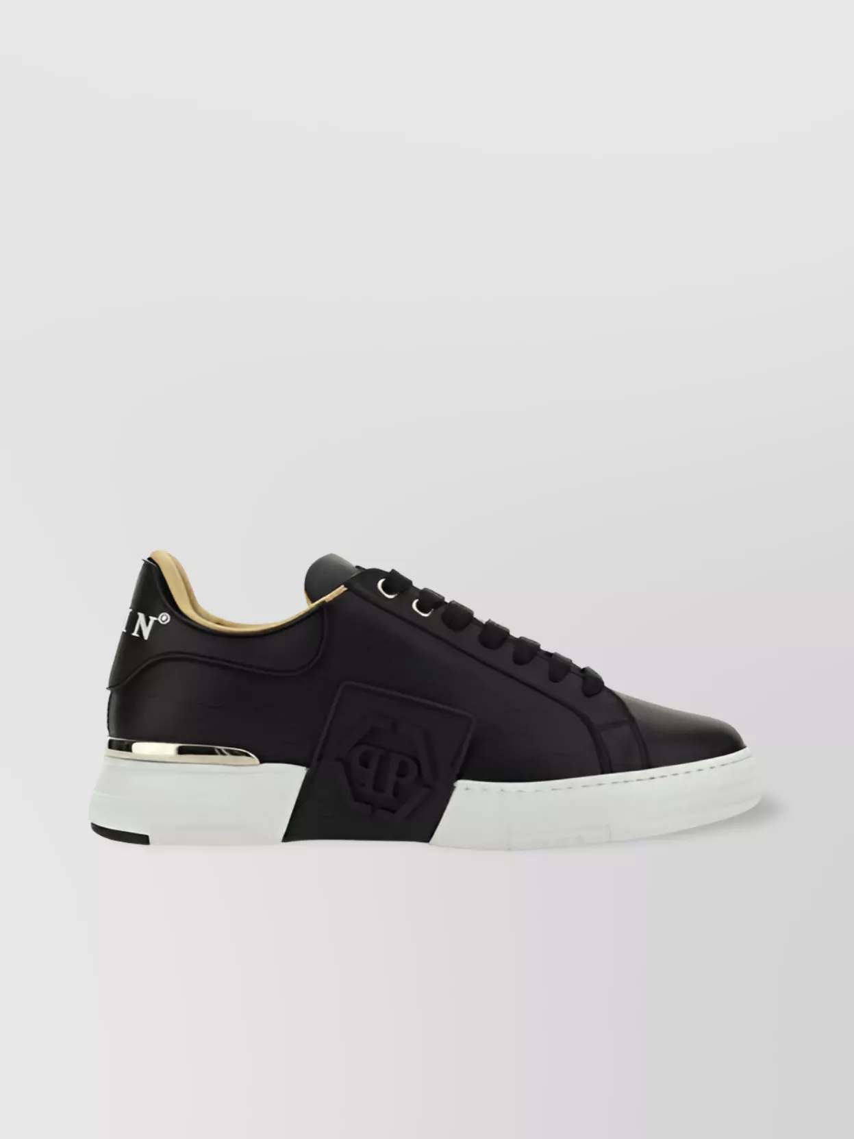 Shop Philipp Plein Hexagon Low-top Calfskin Sneakers