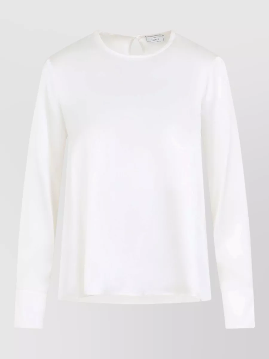 Peserico silk satin long-sleeve blouse