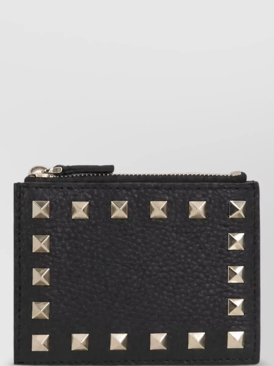 Valentino leather rockstud card holder