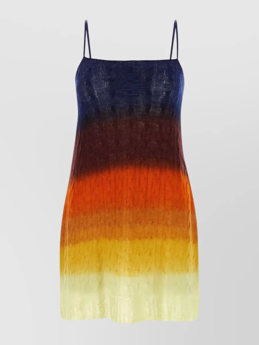 Shop Etro Wool Mini Dress In Vibrant Hues In Pastel