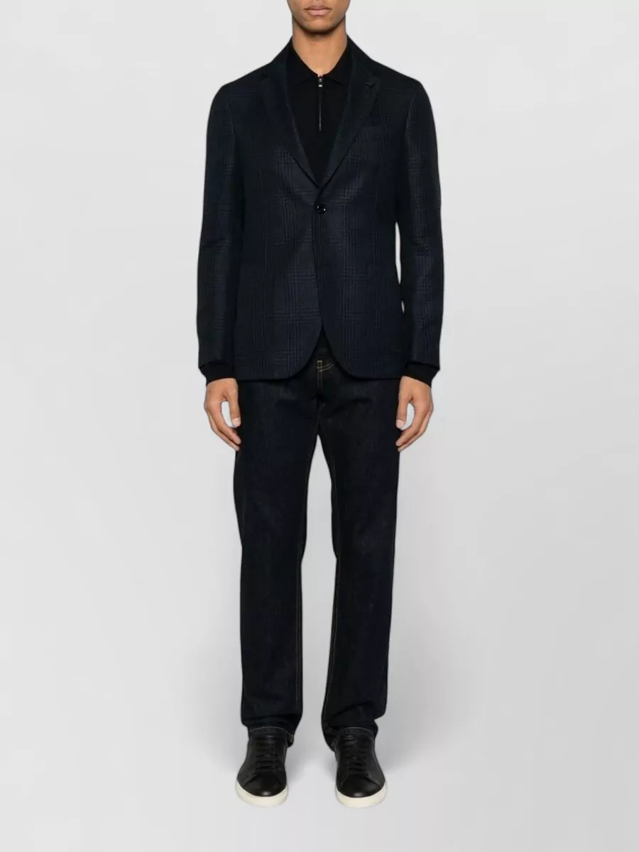 Emporio Armani Virgin Wool Long-Sleeve Polo Jumper