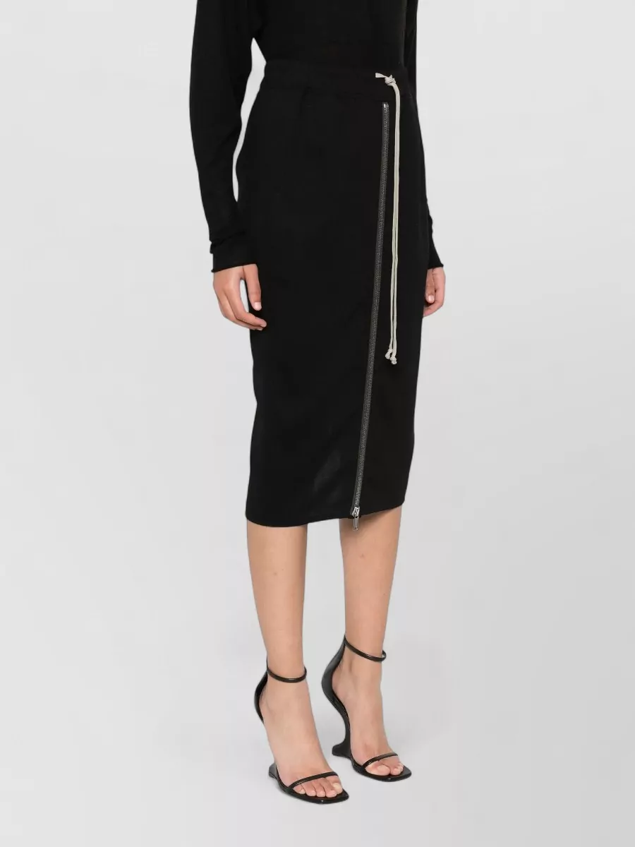 Rick Owens Zipped Midi Skirt Back Slit Pockets
