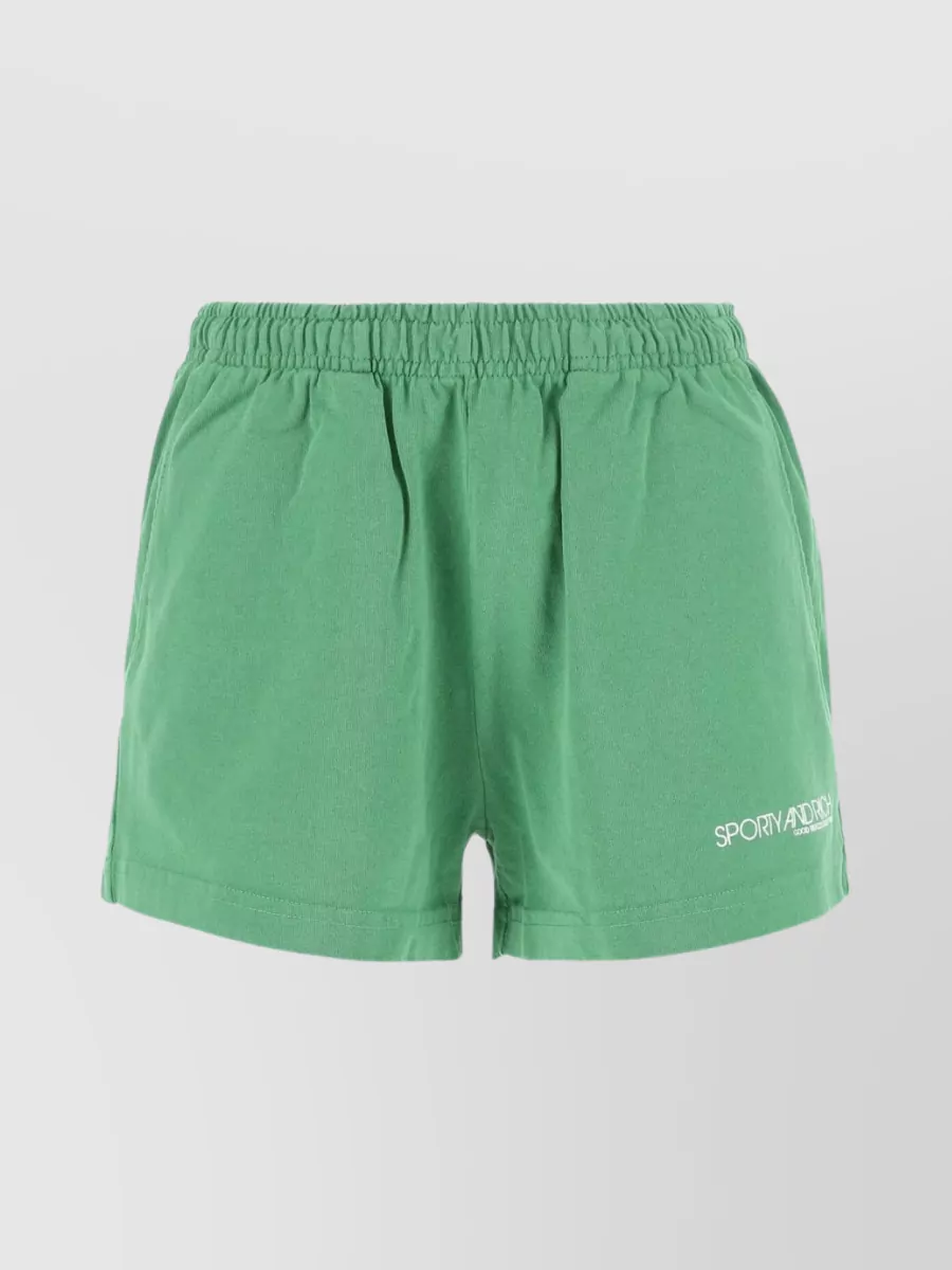 Shop Sporty And Rich Back Pocket Cotton Shorts In Green