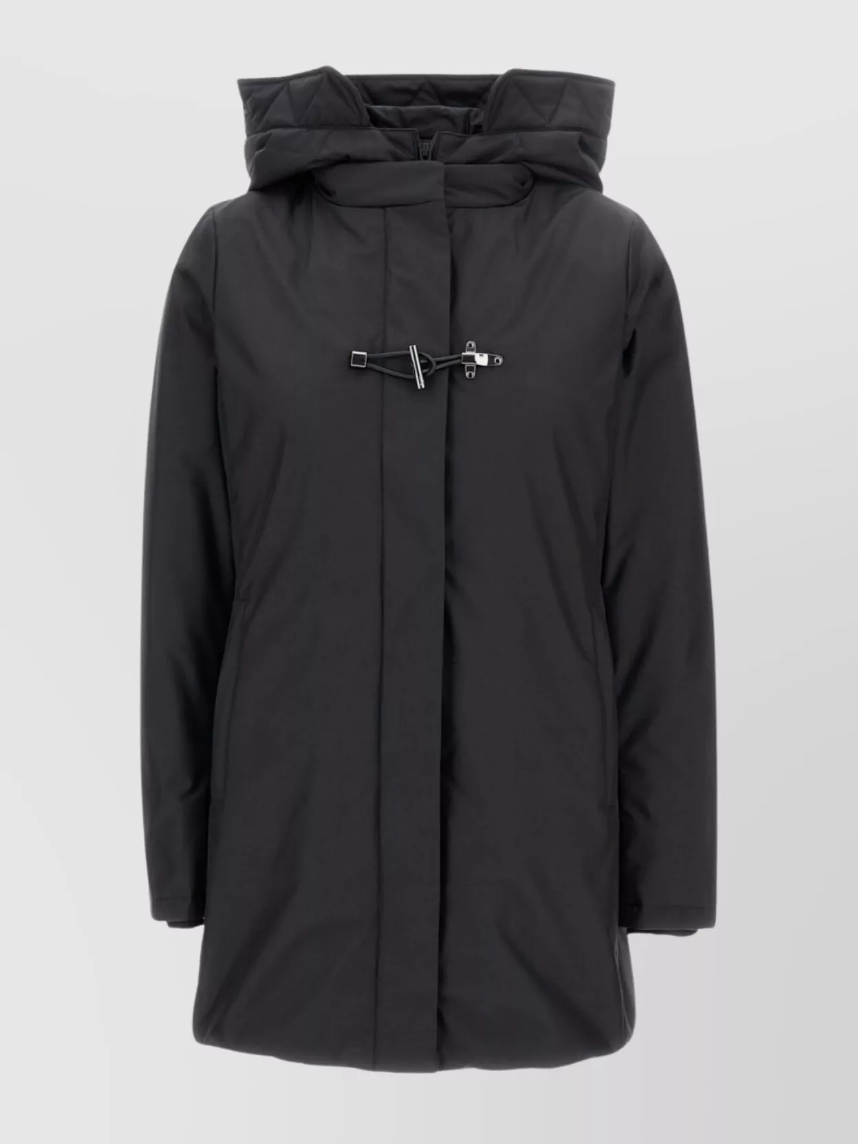 Fay Hooded Toggle Parka Coat In Black