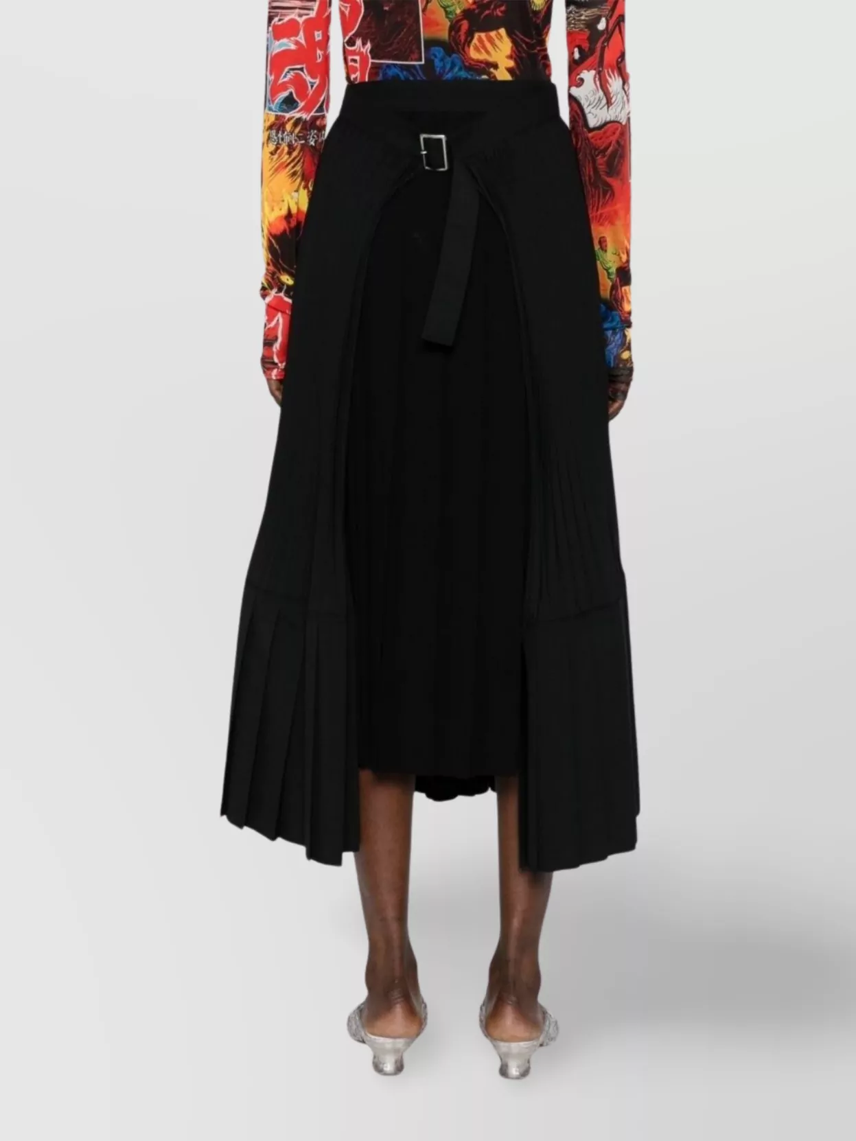 Junya Watanabe Wool Flared Tiered Midi Skirt