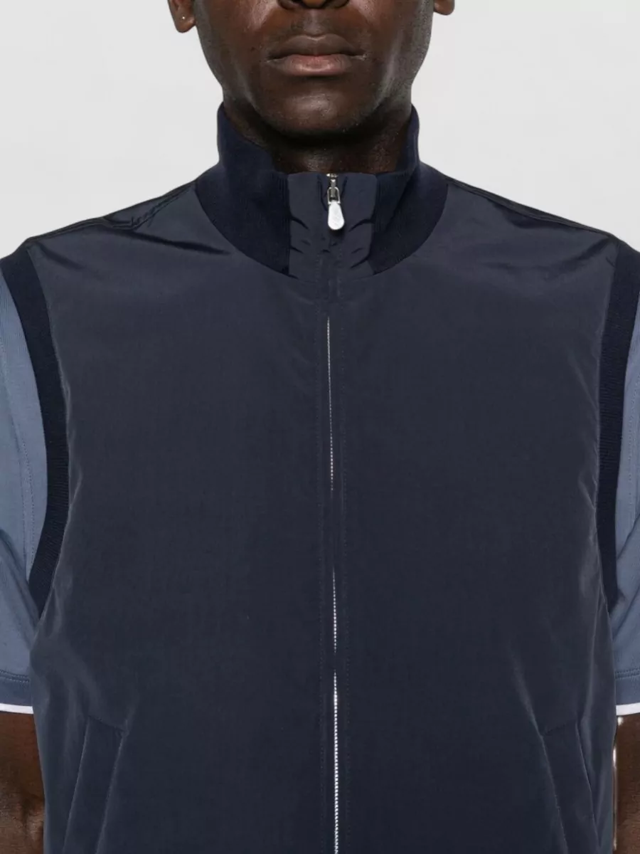 Brunello Cucinelli High Collar Sleeveless Down Vest With Pockets