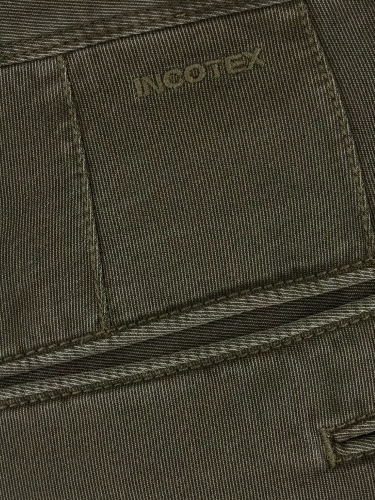Incotex Stretch Cotton Trousers With Pockets And Loops In Green