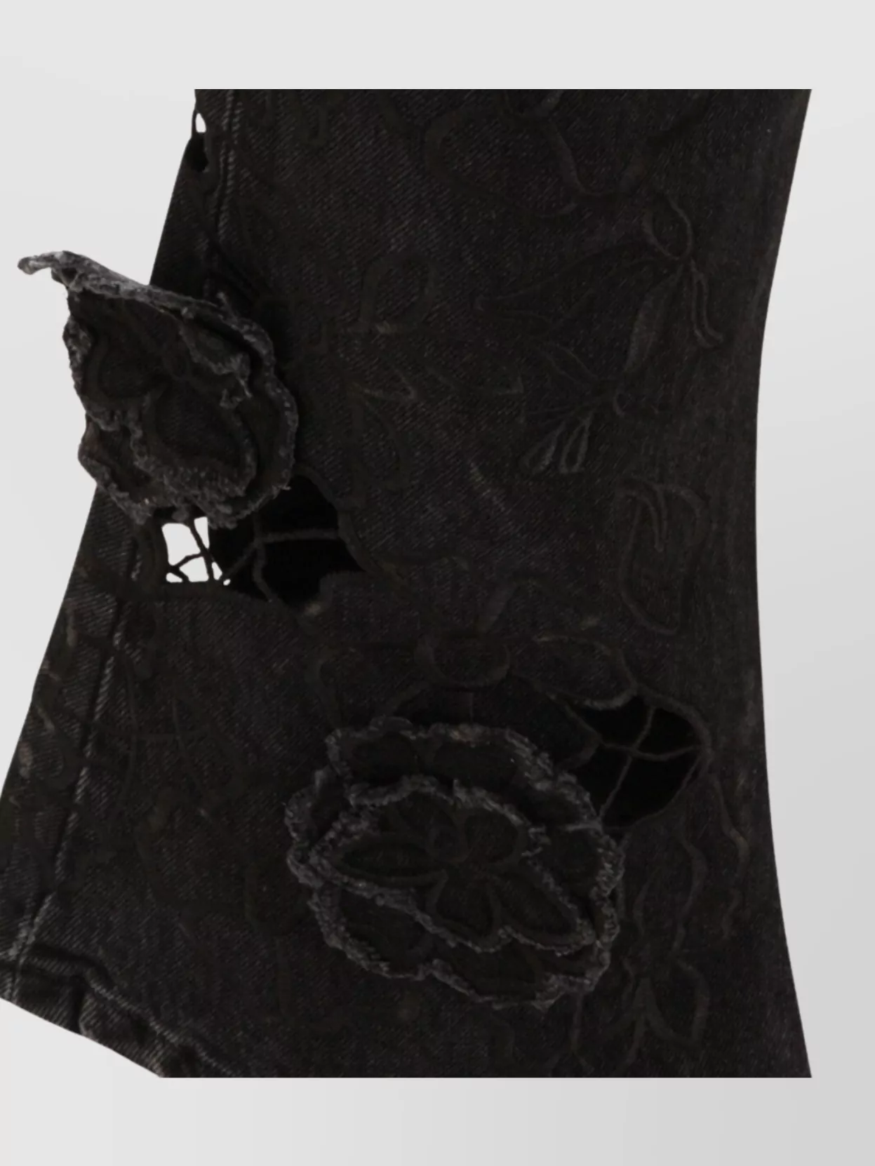 Blumarine Straight Trousers With Distressed Floral Appliqué