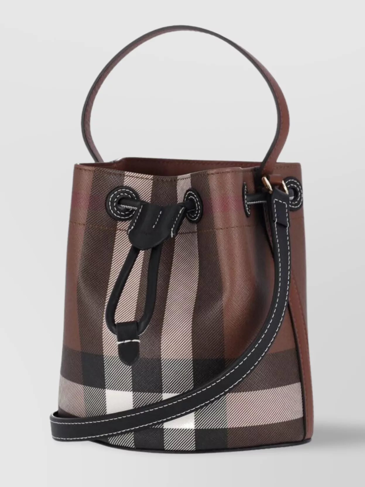 Burberry Bucket Bag With Check Pattern And Top Handle