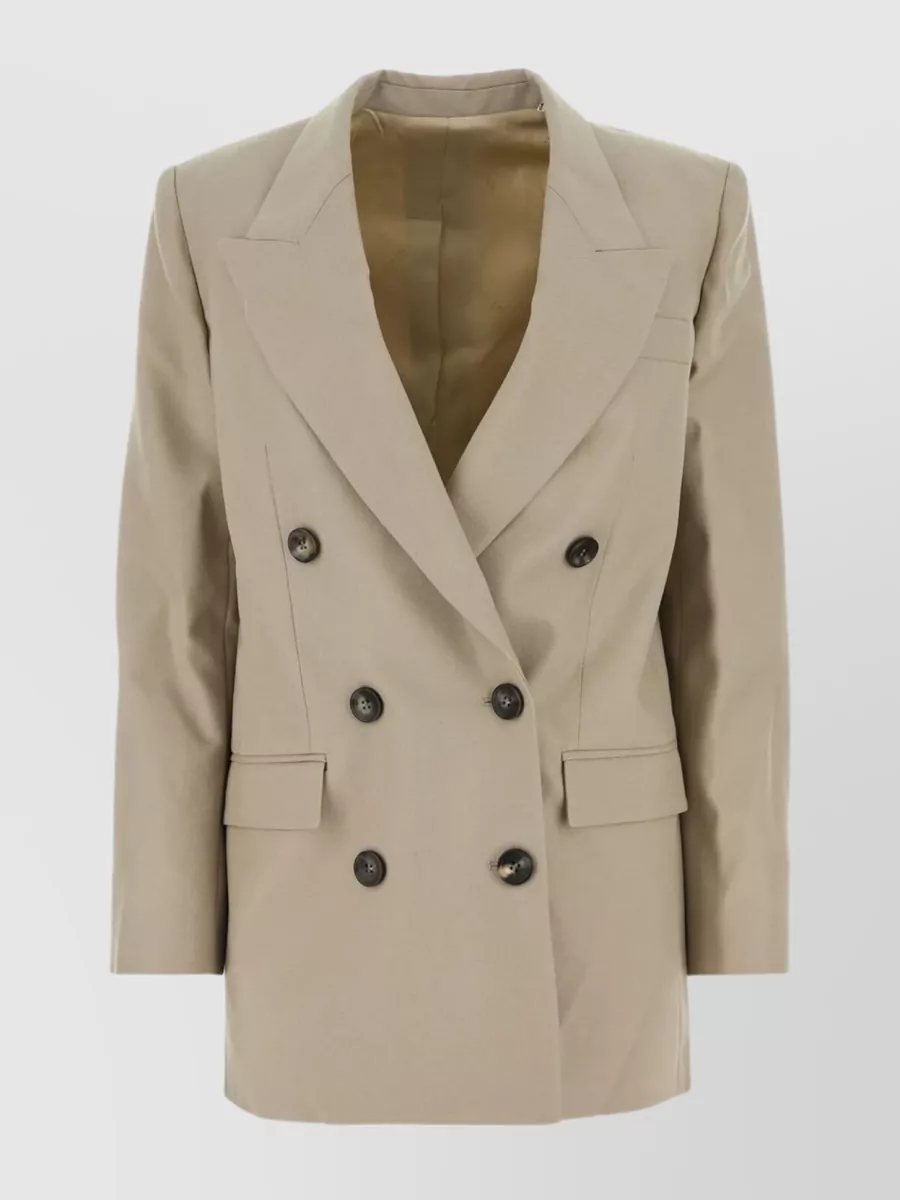 Shop Isabel Marant Double-breasted Wool Blazer With Back Slit In Cream