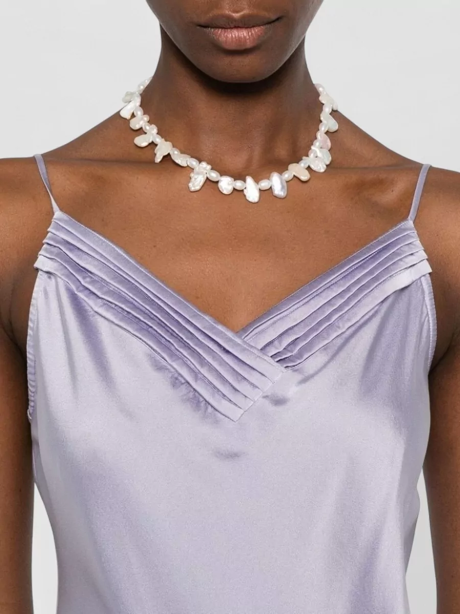 Forte Forte Satin Bodysuit Ruched Pleated Sleeveless Design