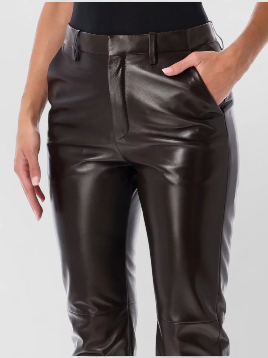 Ralph Lauren Leather High-Rise Flared Trousers