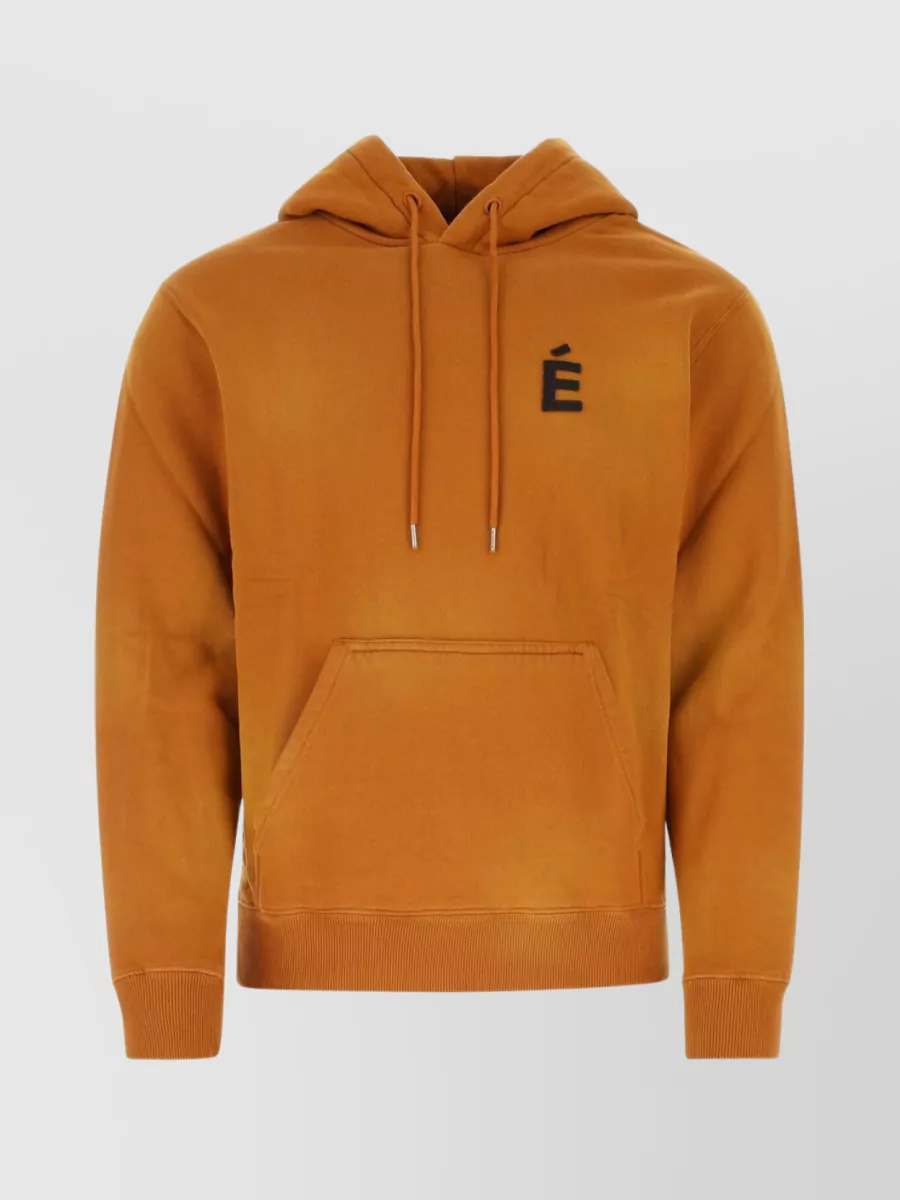Shop Etudes Studio Adjustable Drawstring Cotton Hooded Sweatshirt In Brown